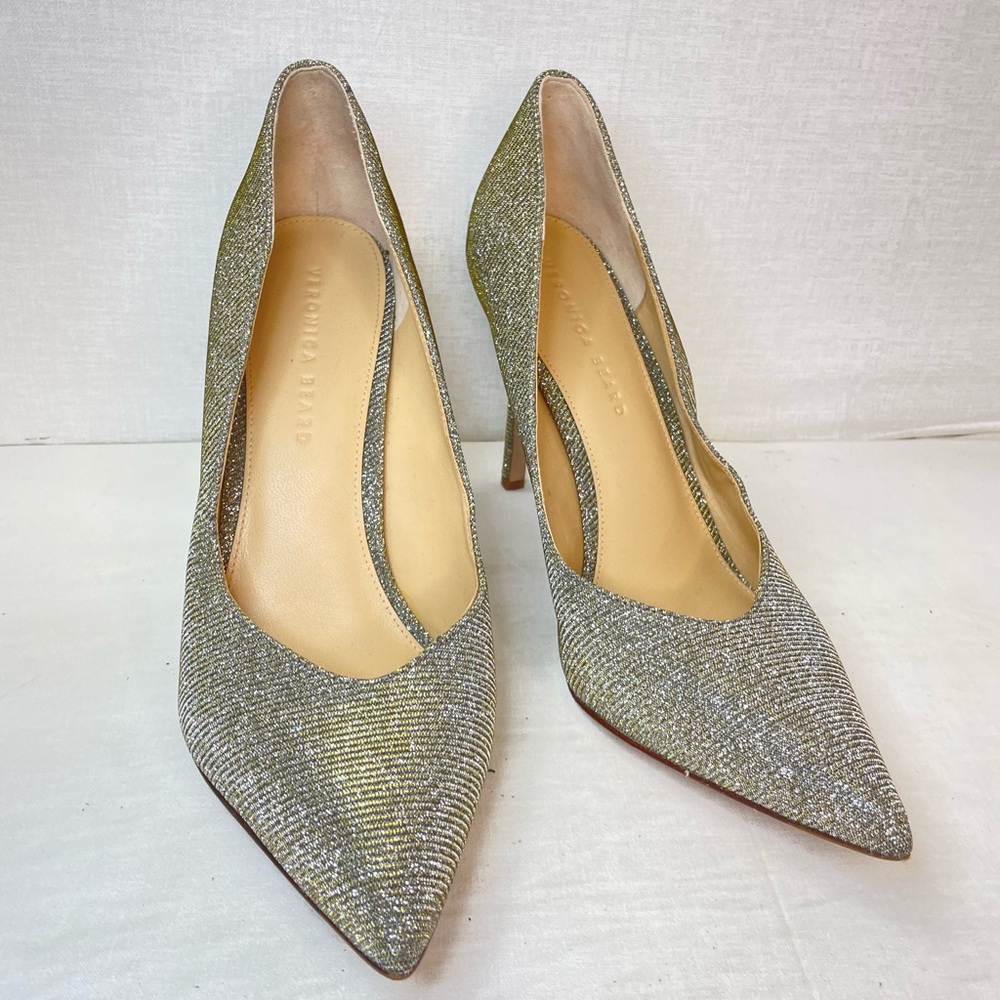 Veronica‎ Beard NEW Nathalia Lurex Metallic Pump Heels Size 10 - Picture 13 of 16